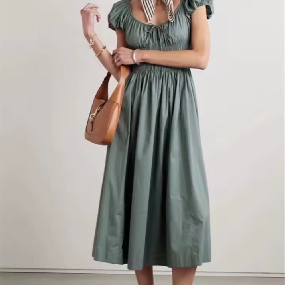 Tie detail shirred midi maxi dress large